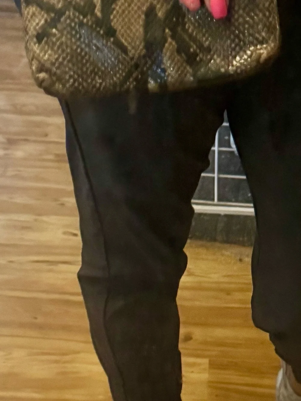 Coach Taupe and Black Snakeskin-Print Wristlet